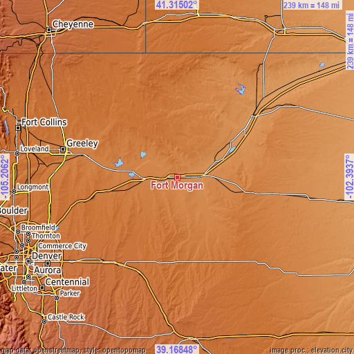 Topographic map of Fort Morgan