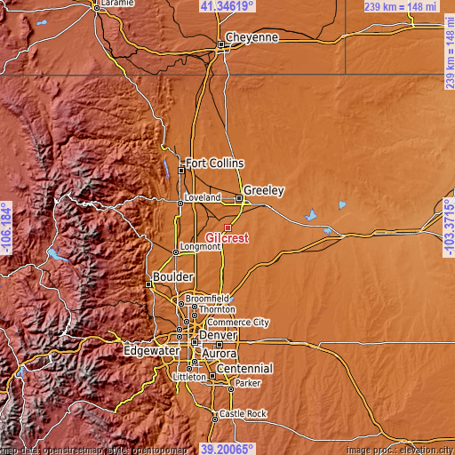 Topographic map of Gilcrest