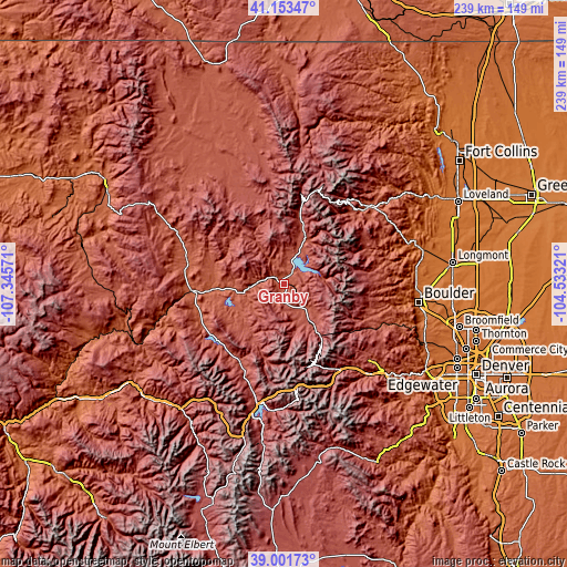 Topographic map of Granby