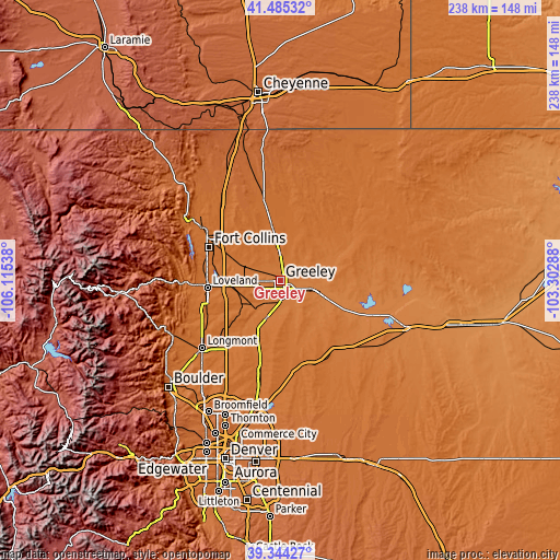 Topographic map of Greeley