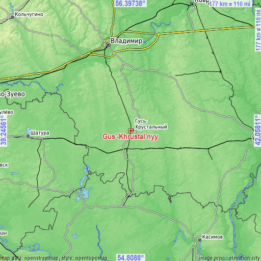 Topographic map of Gus’-Khrustal’nyy