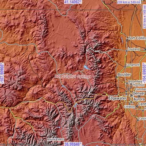 Topographic map of Hot Sulphur Springs