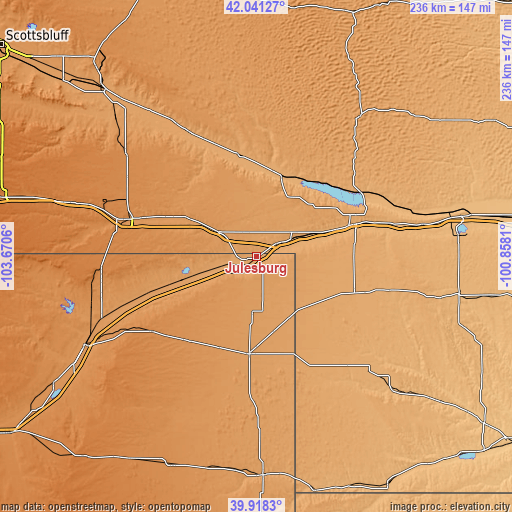 Topographic map of Julesburg