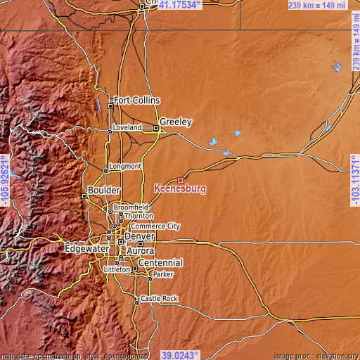 Topographic map of Keenesburg