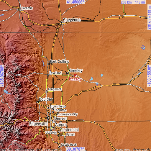 Topographic map of Kersey