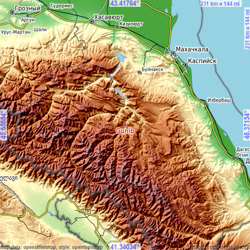 Topographic map of Gunib