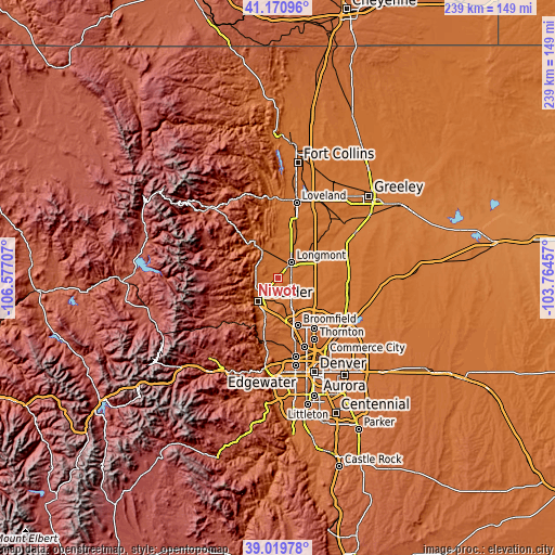 Topographic map of Niwot