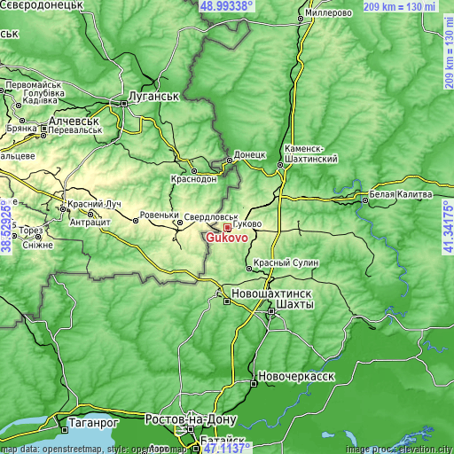 Topographic map of Gukovo