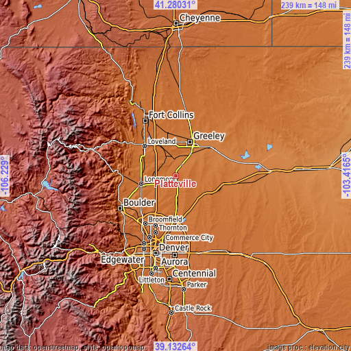 Topographic map of Platteville