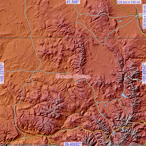 Topographic map of Steamboat Springs