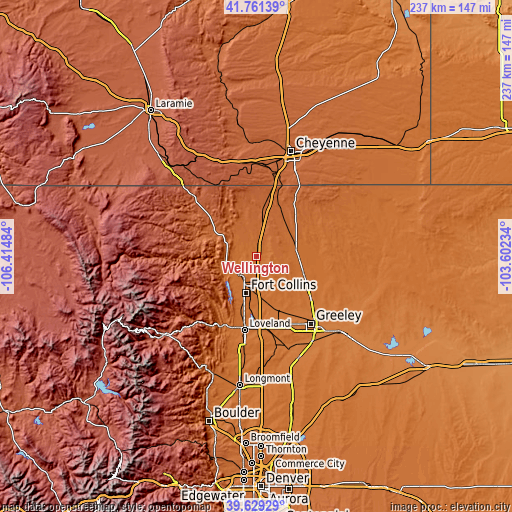 Topographic map of Wellington