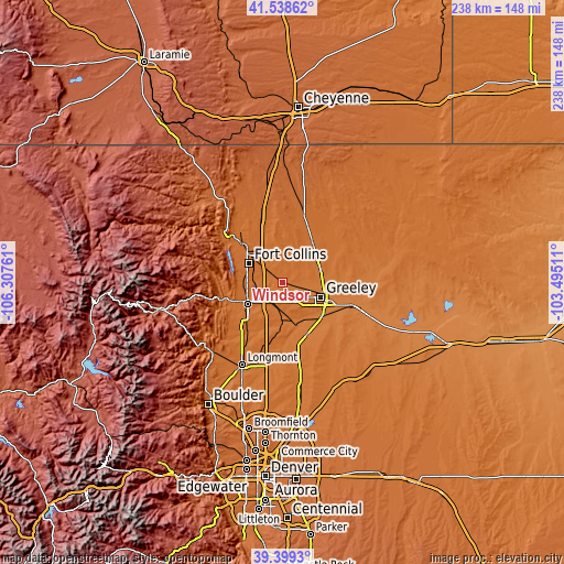 Topographic map of Windsor