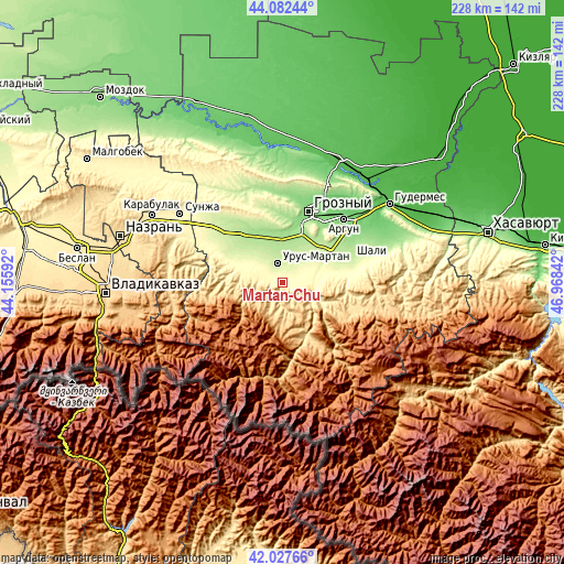 Topographic map of Martan-Chu