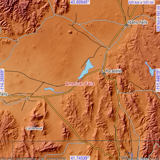 Topographic map of American Falls