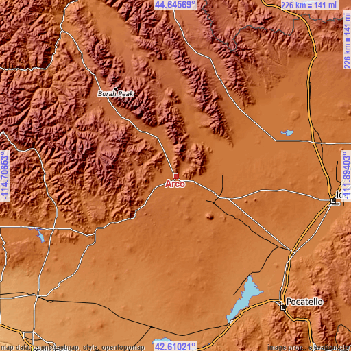 Topographic map of Arco