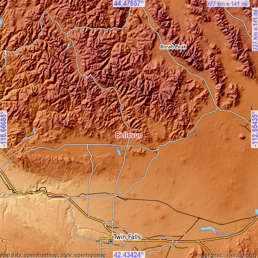 Topographic map of Bellevue