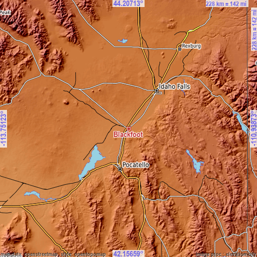 Topographic map of Blackfoot