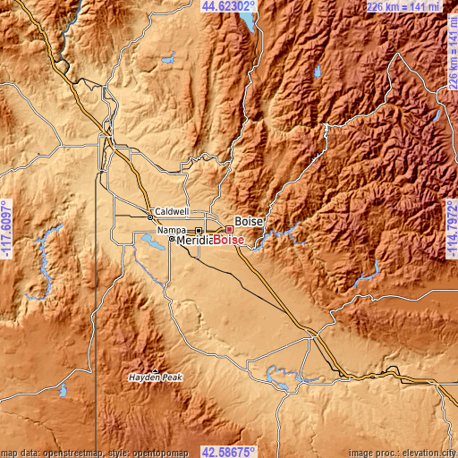 Topographic map of Boise