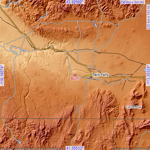 Topographic map of Buhl