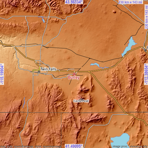 Topographic map of Burley