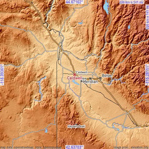 Topographic map of Caldwell