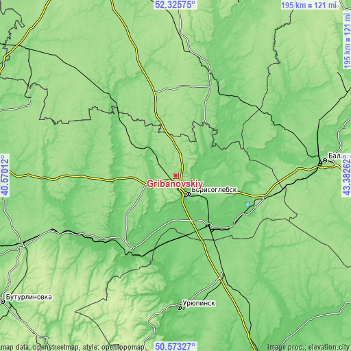 Topographic map of Gribanovskiy