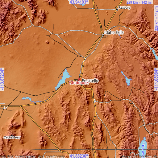 Topographic map of Chubbuck