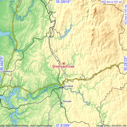 Topographic map of Gremyachinsk