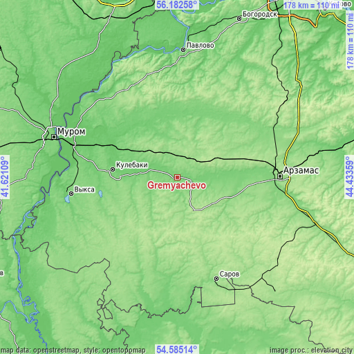 Topographic map of Gremyachevo