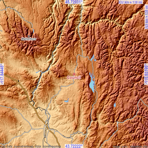 Topographic map of Council