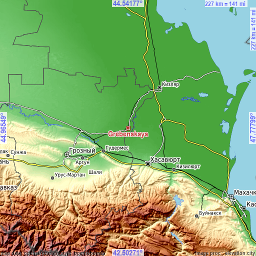 Topographic map of Grebenskaya