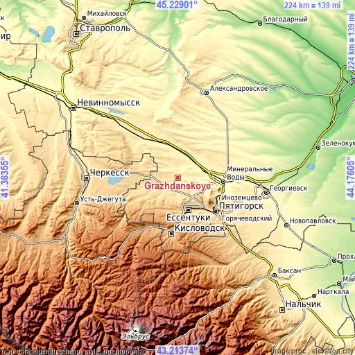 Topographic map of Grazhdanskoye