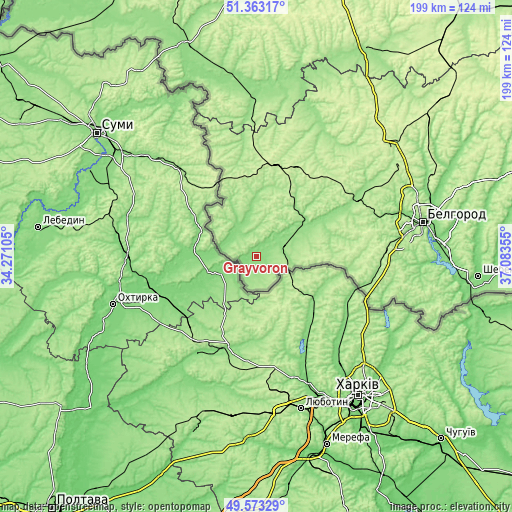 Topographic map of Grayvoron