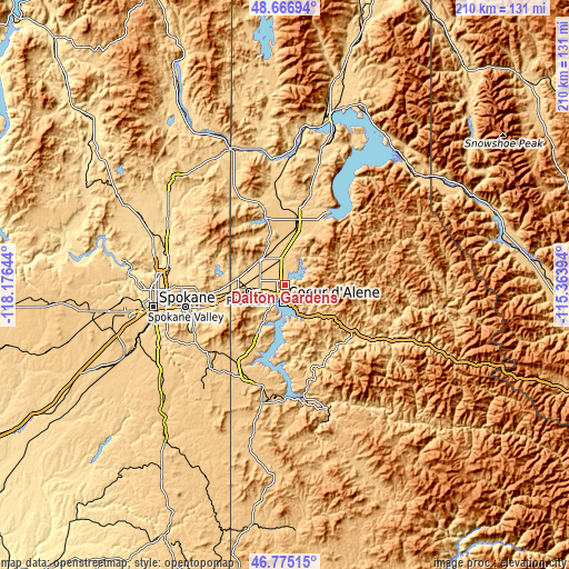 Topographic map of Dalton Gardens