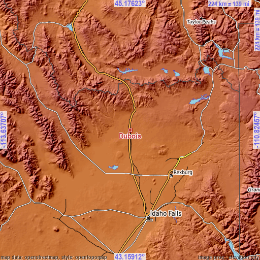 Topographic map of Dubois