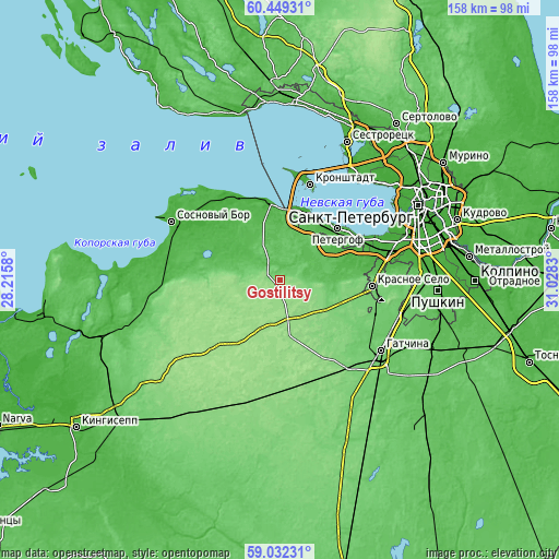 Topographic map of Gostilitsy
