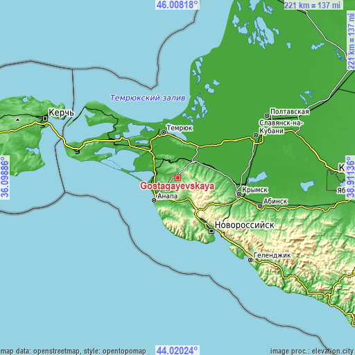 Topographic map of Gostagayevskaya