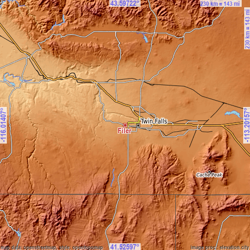 Topographic map of Filer