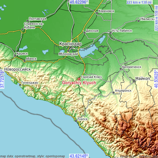 Topographic map of Goryachiy Klyuch