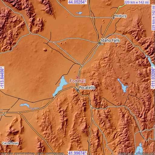 Topographic map of Fort Hall