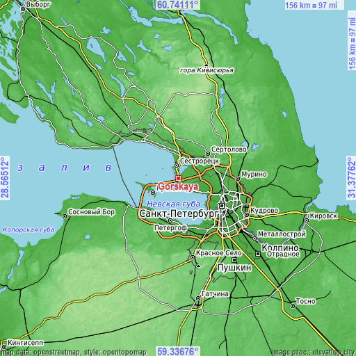 Topographic map of Gorskaya