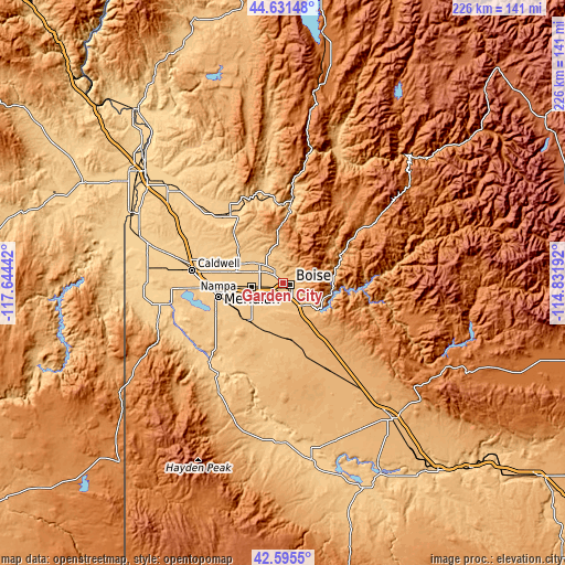 Topographic map of Garden City