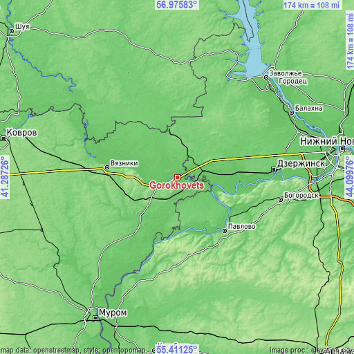 Topographic map of Gorokhovets