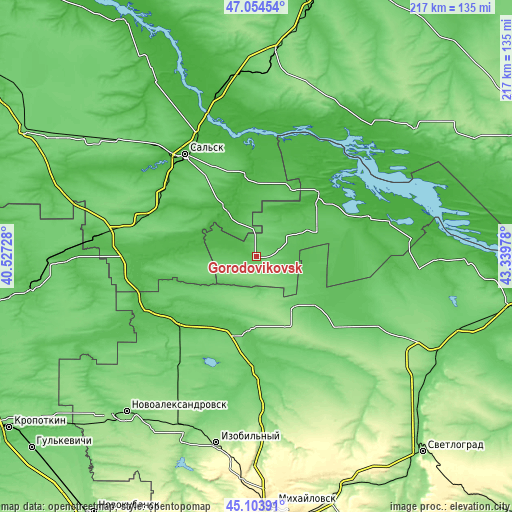 Topographic map of Gorodovikovsk