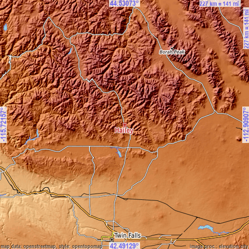 Topographic map of Hailey