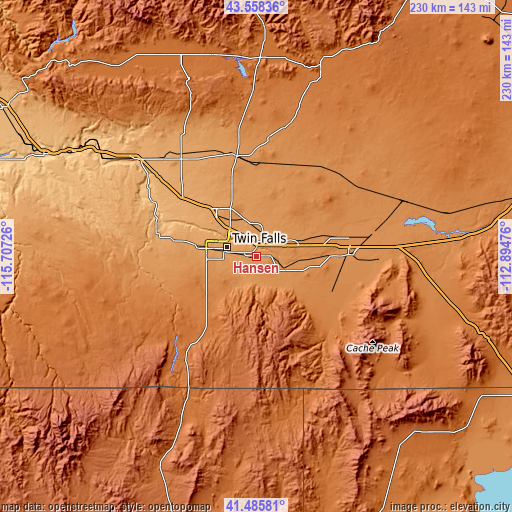 Topographic map of Hansen