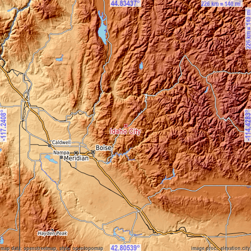 Topographic map of Idaho City