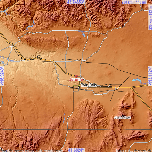 Topographic map of Jerome