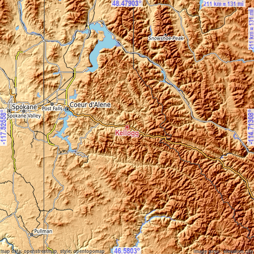 Topographic map of Kellogg