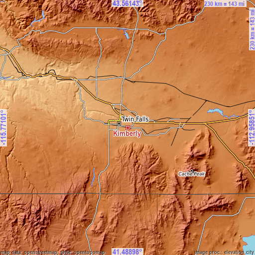 Topographic map of Kimberly